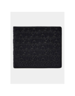 Portefeuille deux volets à multiples logos reliefs noir homme - Hugo