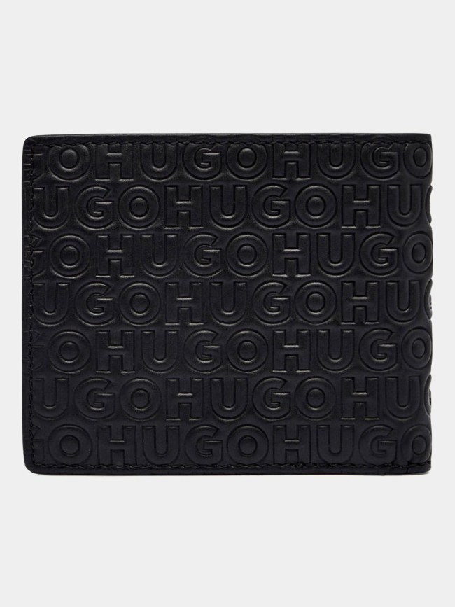 Portefeuille deux volets à multiples logos reliefs noir homme - Hugo