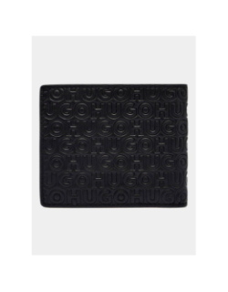 Portefeuille deux volets à multiples logos reliefs noir homme - Hugo