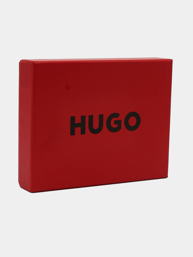 Portefeuille deux volets à multiples logos reliefs noir homme - Hugo