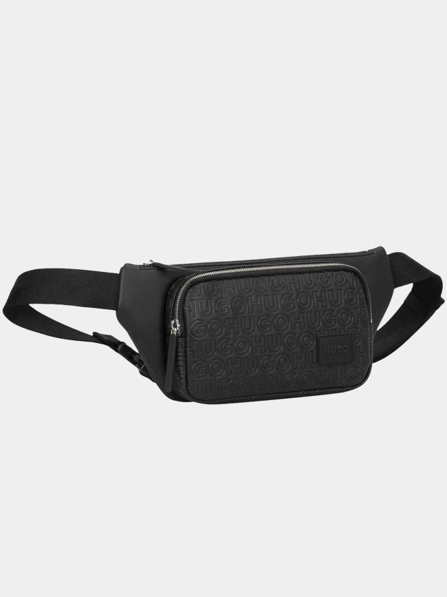 Sac ceinture à multiples logos reliefs noir homme - Hugo