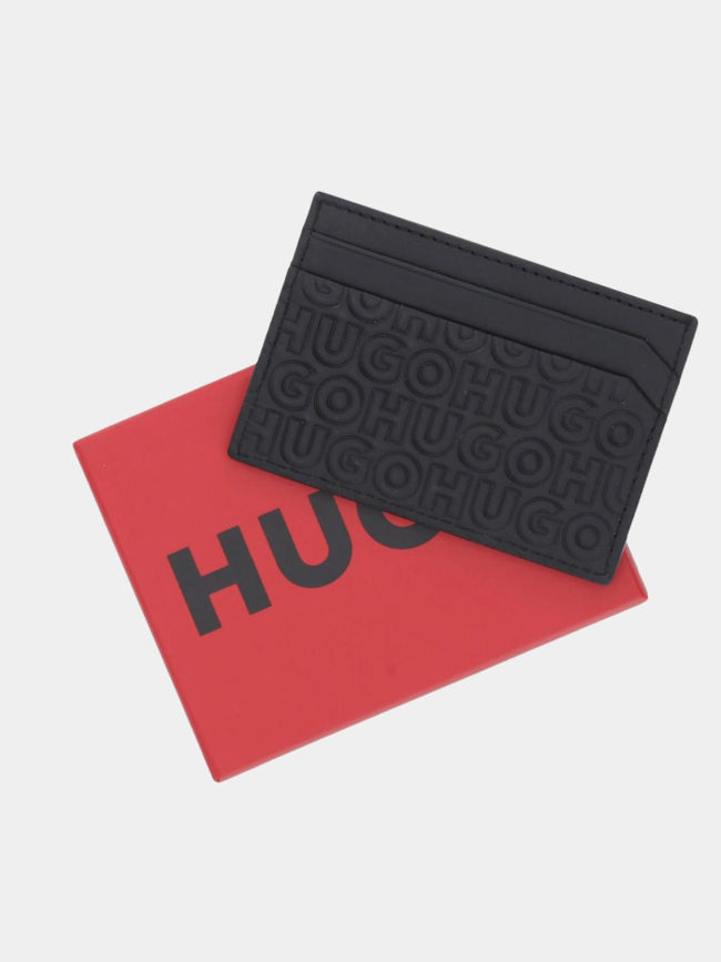 Porte-cartes à multiples logos reliefs noir homme - Hugo