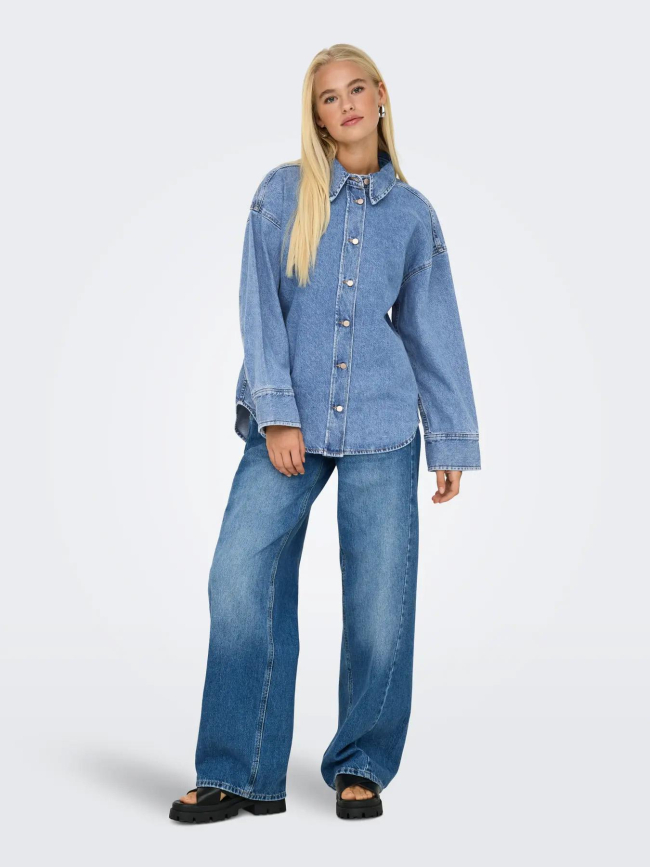 Chemise en jean oversized sophie bleu femme - Only