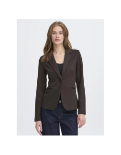 Veste blazer chevron jacquard kate marron femme - Ichi