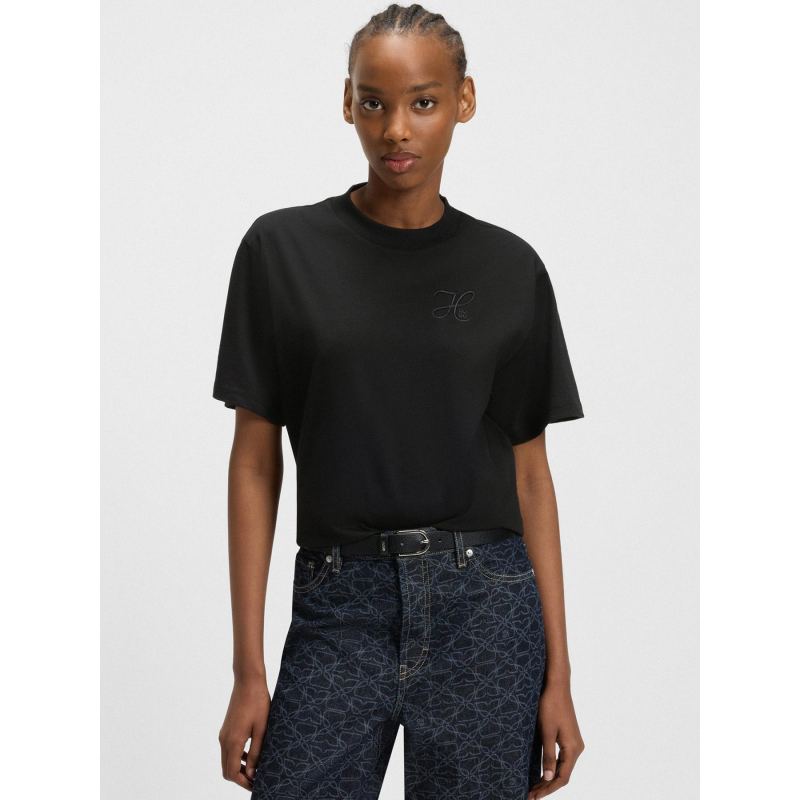 T-shirt à manches courtes vintage noir femme - Hugo