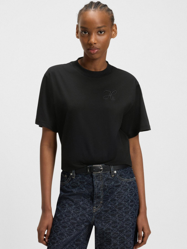 T-shirt à manches courtes vintage noir femme - Hugo