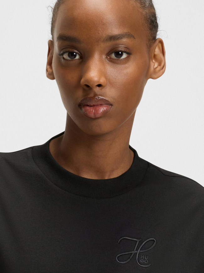 T-shirt à manches courtes vintage noir femme - Hugo