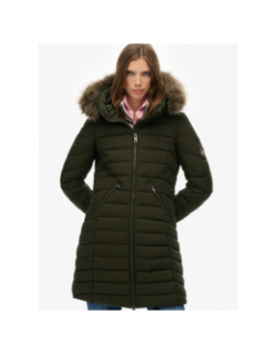 Doudoune mi-longue à capuche fuji kaki femme - Superdry