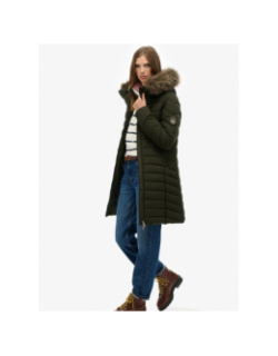Doudoune mi-longue à capuche fuji kaki femme - Superdry