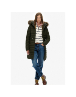 Doudoune mi-longue à capuche fuji kaki femme - Superdry
