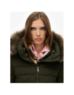 Doudoune mi-longue à capuche fuji kaki femme - Superdry