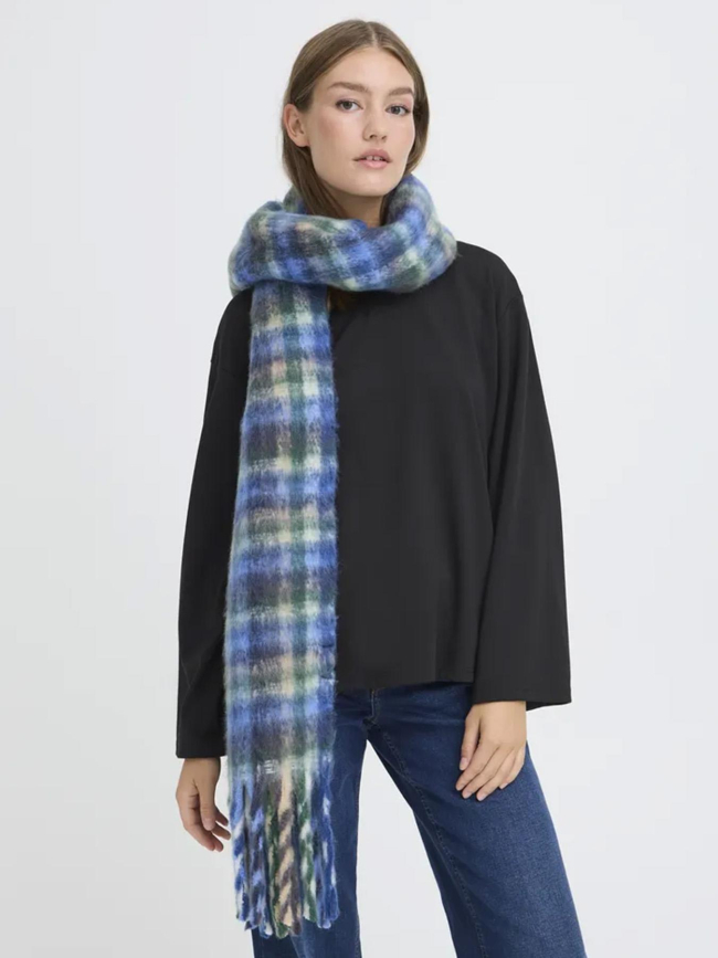 Echarpe à carreaux iamebella bleu vert femme - Ichi