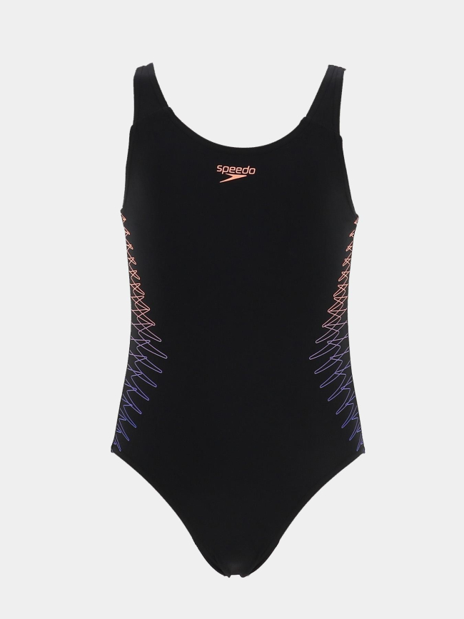 Maillot de bain eco placement muscleback noir et orange fille - Speedo