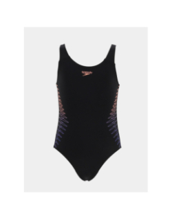 Maillot de bain eco placement muscleback noir et orange fille - Speedo