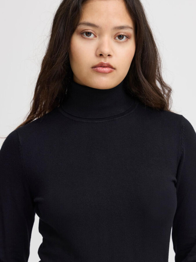 Pull fin col roulé mafa noir femme - Ichi