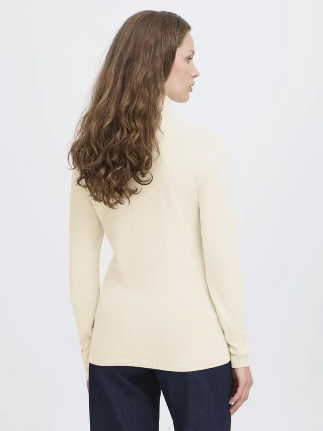 Pull fin col roulé mafa blanc écru femme - Ichi