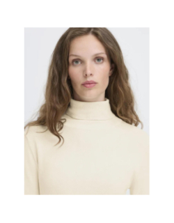 Pull fin col roulé mafa blanc écru femme - Ichi