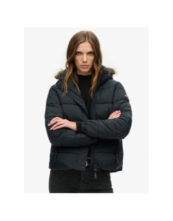 Veste courte à capuche mi-épaisse noir femme - Superdry
