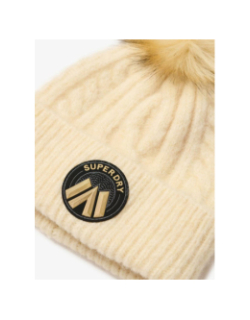 Bonnet en maille torsadée luxe beige femme - Superdry