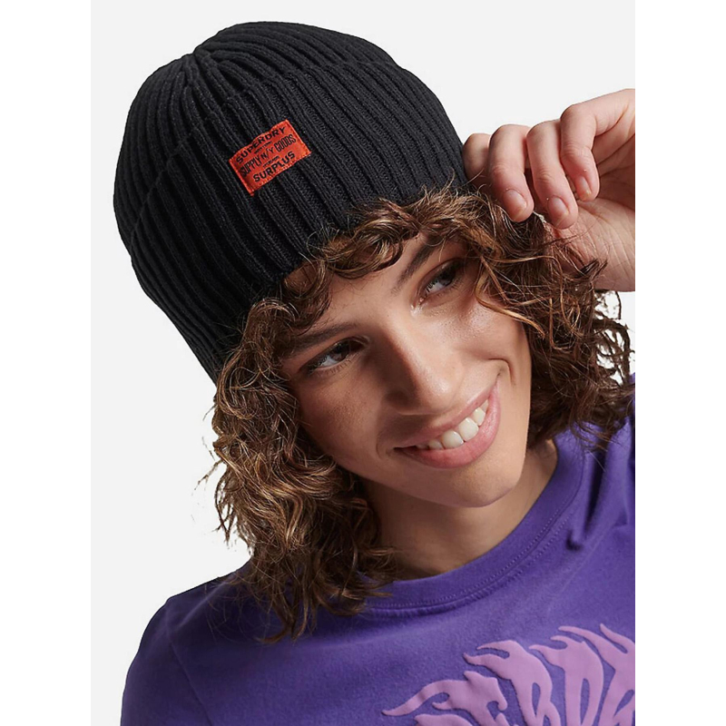 Bonnet en maille workwear noir homme - Superdry