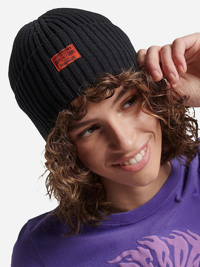 Bonnet en maille workwear noir homme - Superdry