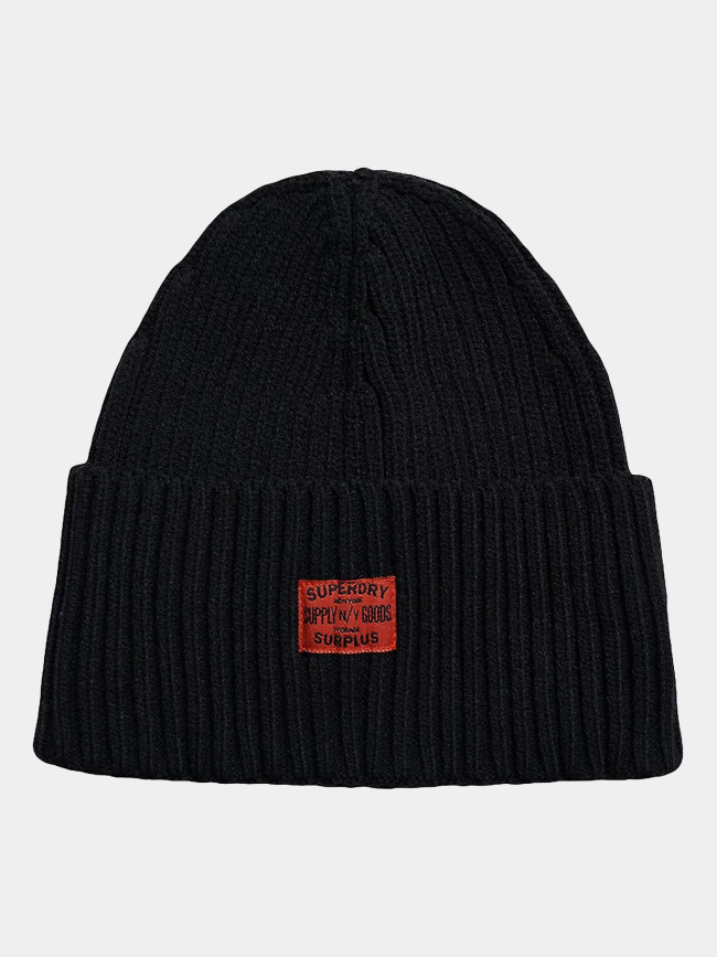 Bonnet en maille workwear noir homme - Superdry