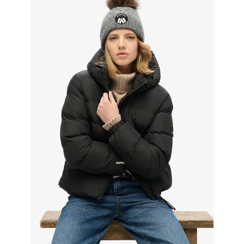 Bonnet en maille torsadé luxe gris femme - Superdry