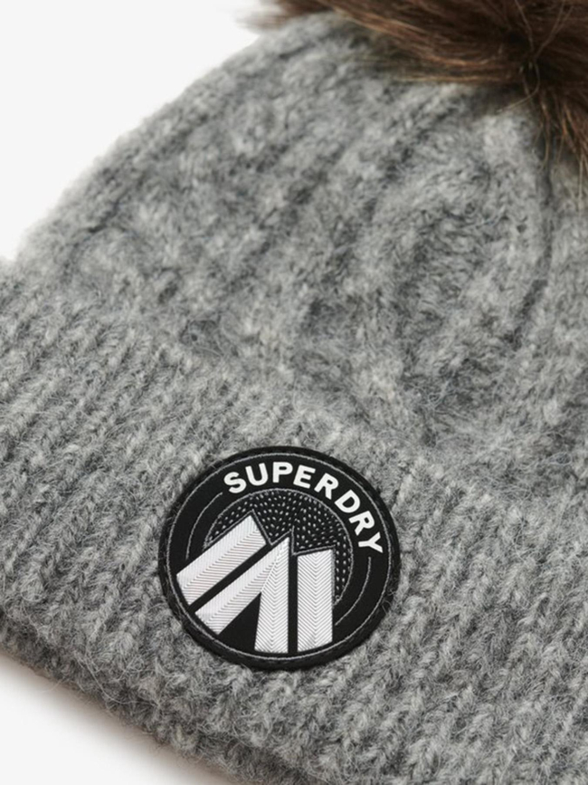 Bonnet en maille torsadé luxe gris femme - Superdry