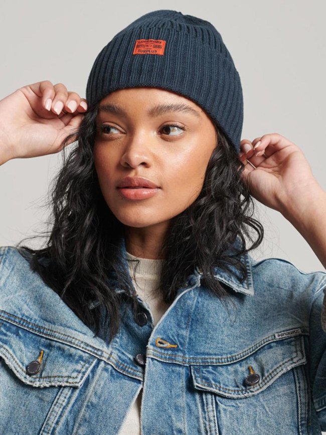 Bonnet en maille workwear bleu marine homme - Superdry