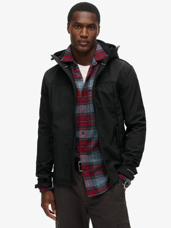Veste à capuche softshell trekker noir homme - Superdry
