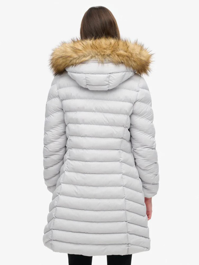 Doudoune mi-longue à capuche fuji gris femme - Superdry