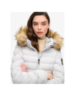 Doudoune mi-longue à capuche fuji gris femme - Superdry