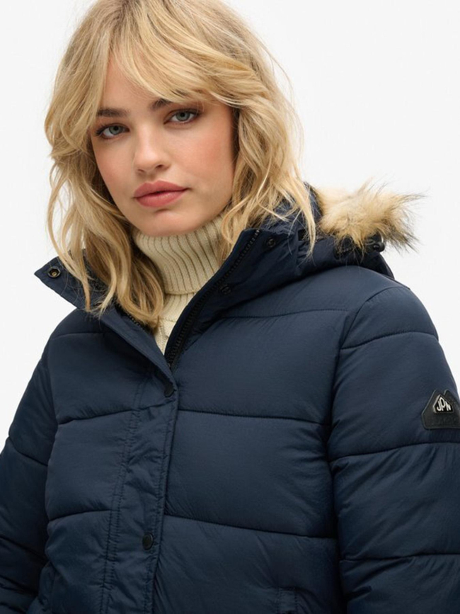 Veste courtes à capuche mi-épaisse bleu marine femme - Superdry