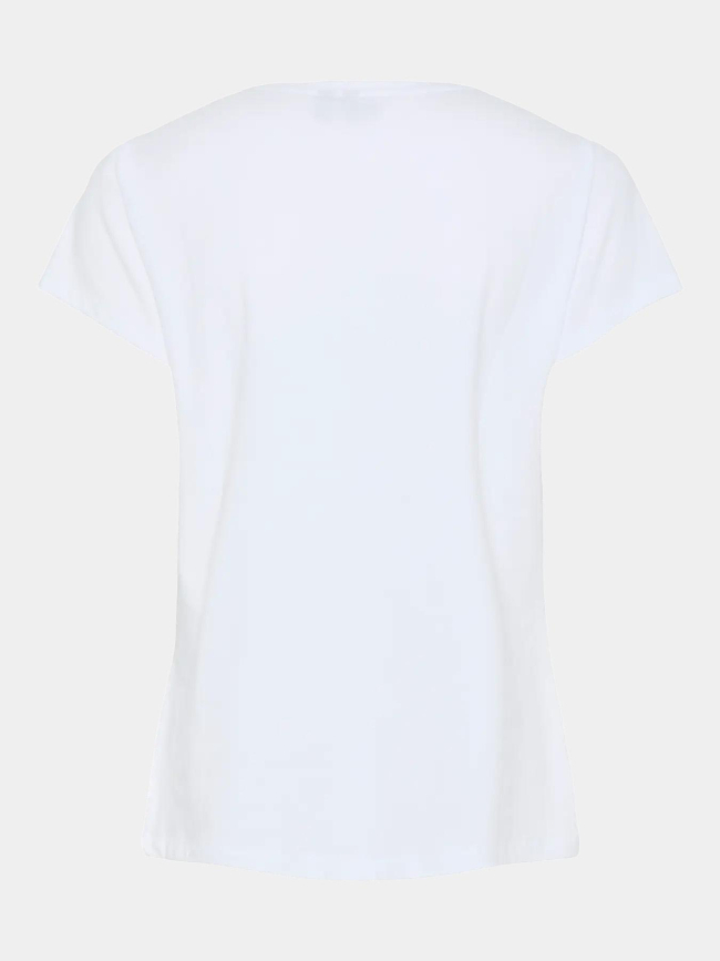 T-shirt col v serima wine not blanc femme - Pieces