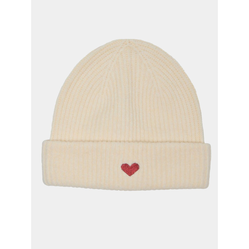Bonnet cœur brodé hearty écru femme - Only
