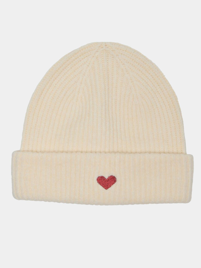 Bonnet cœur brodé hearty écru femme - Only