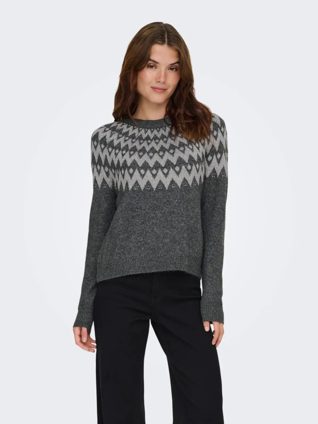 Pull fry glitter gris femme - Only