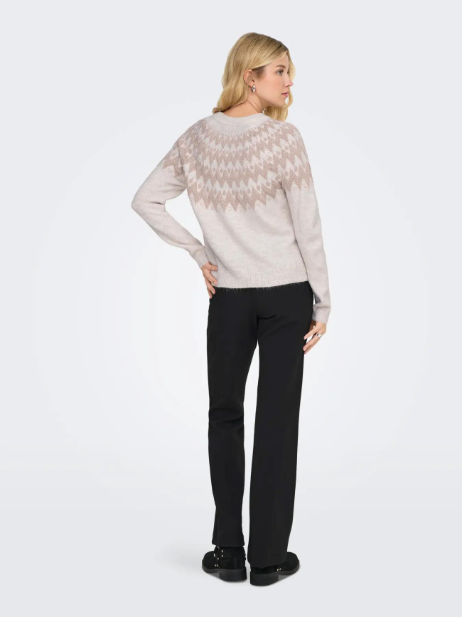 Pull fry glitter beige femme - Only
