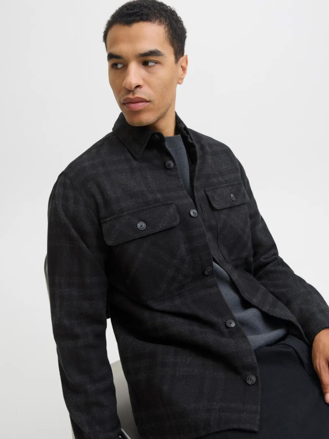 Chemise en coton regular fit jprayle noir homme - Jack & Jones