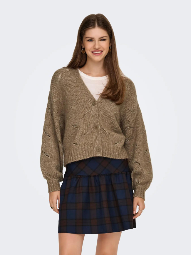 Gilet cardigan laya marron femme - Only