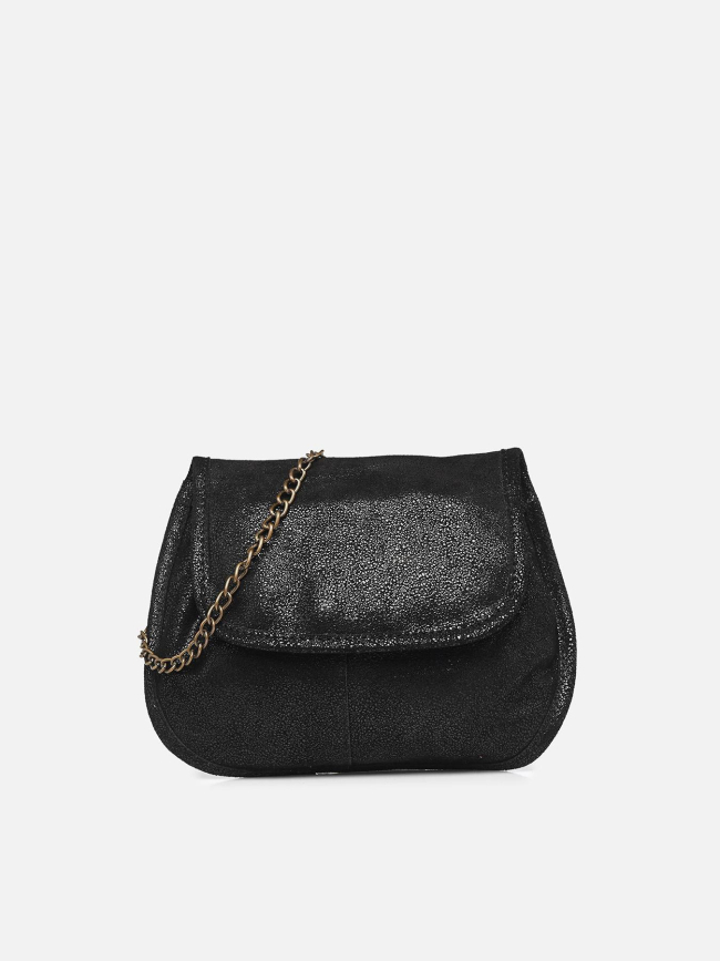 Sac bandoulière en cuir brillant pcjulia noir femme - Pieces