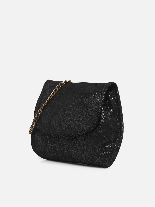 Sac bandoulière en cuir brillant pcjulia noir femme - Pieces