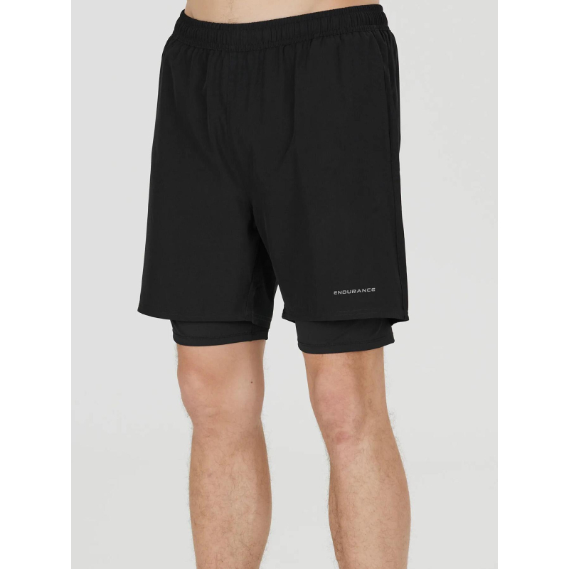 Short de sport 2 en 1 kros noir homme - Endurance
