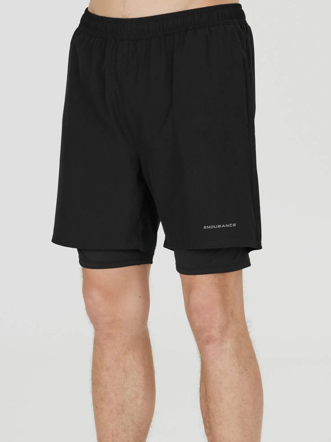 Short de sport 2 en 1 kros noir homme - Endurance