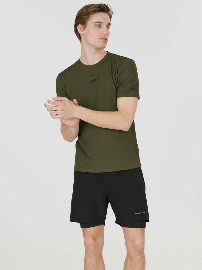Short de sport 2 en 1 kros noir homme - Endurance