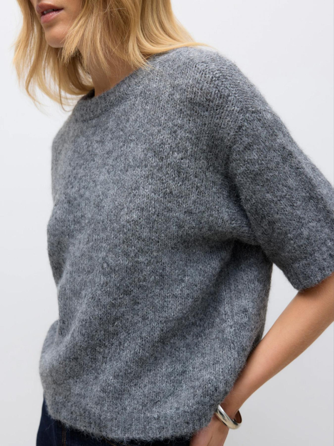 Pull manche courte tessa gris femme - Aware