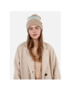 Bonnet à pompon nakarah marron bleu femme - Barts