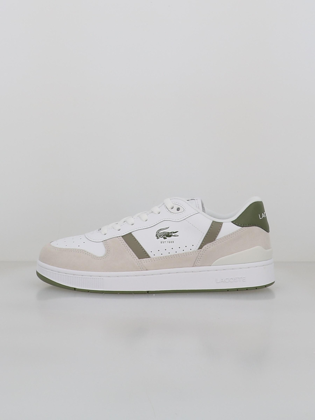Baskets t-clip set blanc kaki homme - Lacoste