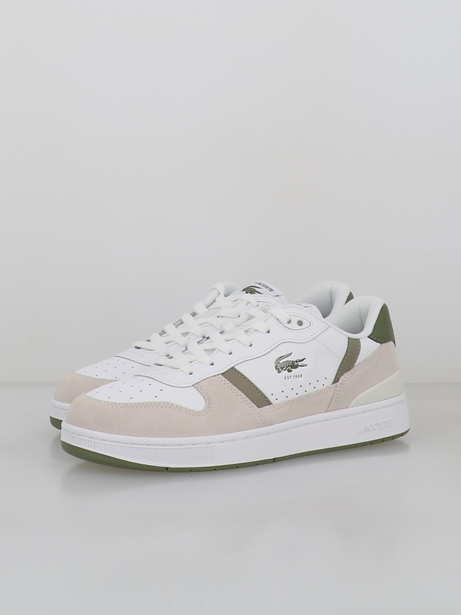 Baskets t-clip set blanc kaki homme - Lacoste
