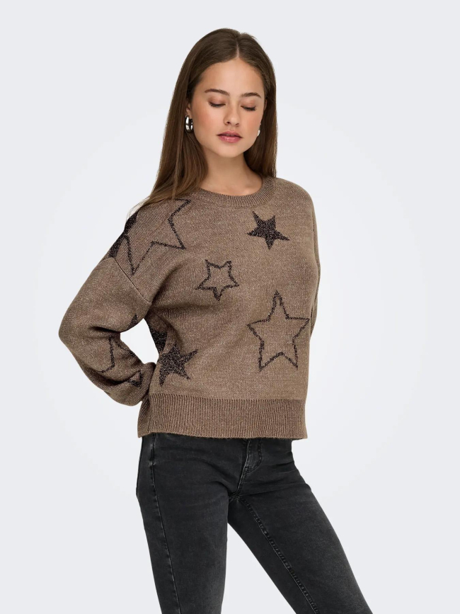 Pull étoiles pailletées rosie marron femme - Only